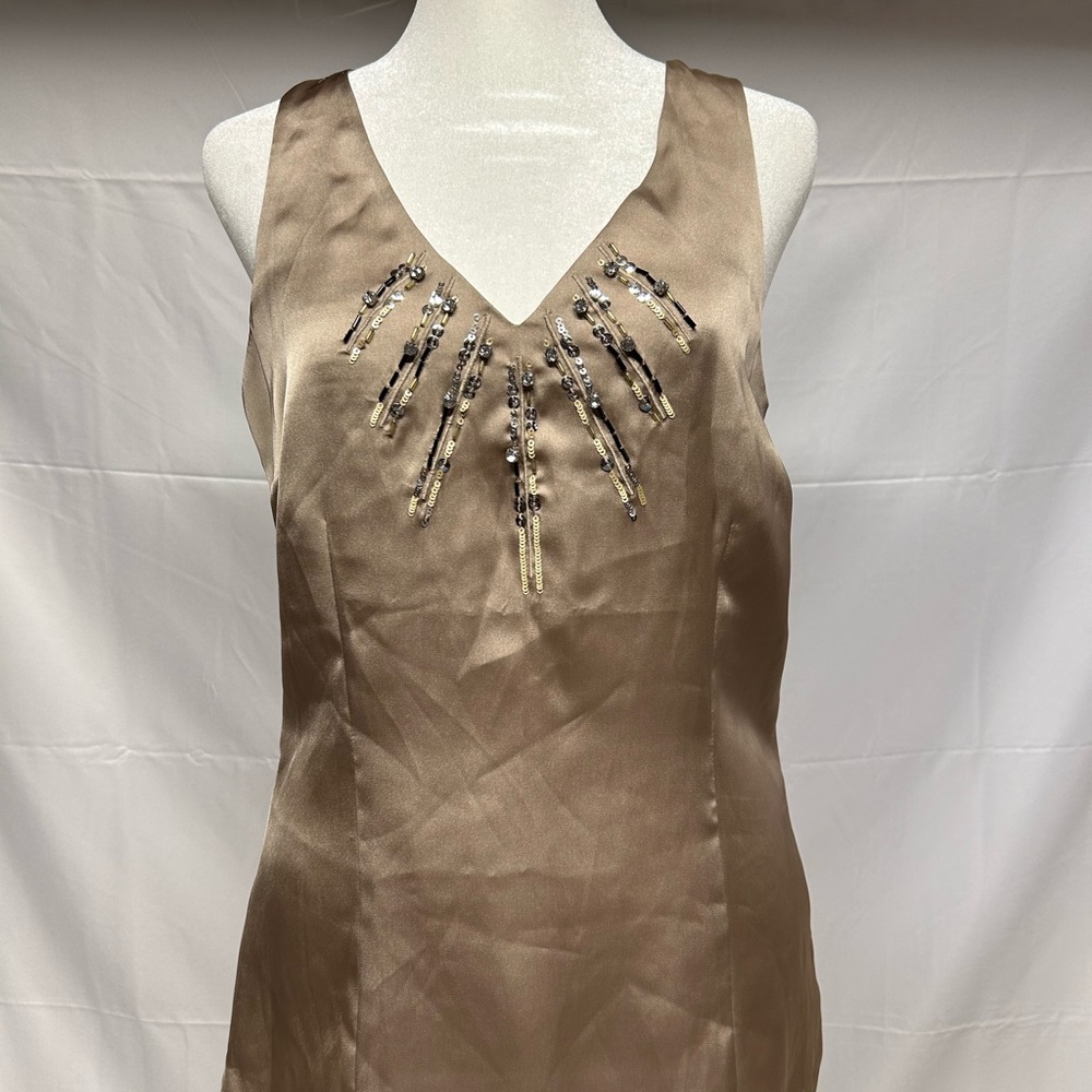 Maximos Satin Blouse in Champagne with Sequin Embellishments